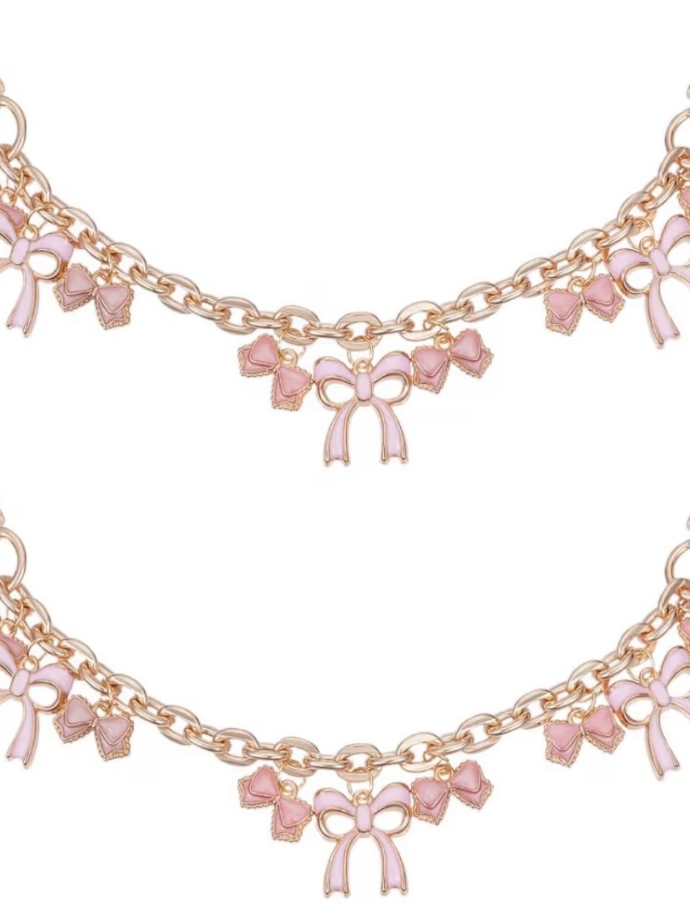 Delicate Pink Bow purse charms - Gold Tone